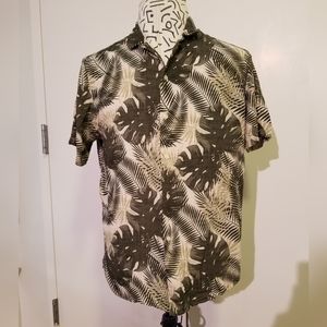Zara Mens Large Tropicak Print Button up Short Sleeve Shirt